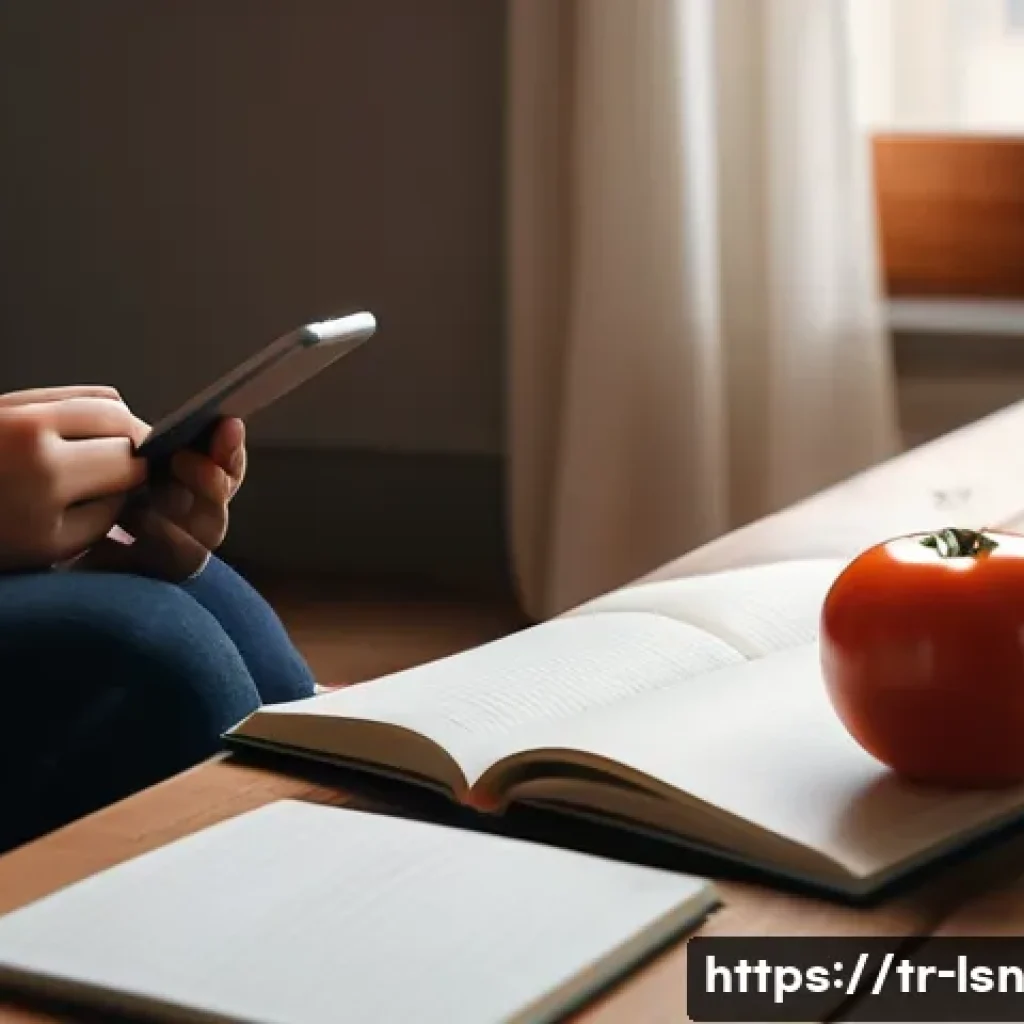 시간 관리와 학습 인내력의 상관관계 - **Prompt:** A young adult, dressed in comfortable, modest everyday clothing, sitting at a clean, min...